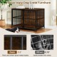 Heavy-duty 40-inch dog crate furniture in rustic brown with dual lockable doors and chew-proof metal tubes for safety.