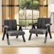 Oversized gray accent chairs with metal frame and armrests, perfect for a reading nook or office seating.