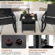 Outdoor side table with 1.89" umbrella hole, sturdy black zinc-iron alloy, ideal for patio use and added stability.