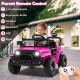 Pink 12V kids ride-on truck with parent remote control, LED headlights, and safety features for secure driving fun.