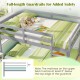Full over full gray bunk bed with solid wood frame, full-length guardrails, and integrated ladder for kids' safety.