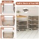 Three stackable storage bins with detachable wheels, featuring a modular design and front/top openings for easy access.