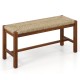 40-inch wood bench with solid rubber wood frame and hand-woven seagrass seat, perfect for dining rooms or entryways.