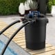 Pond pressure bio filter with dual outlets and UV light, made of durable ABS, ideal for ponds and aquariums.