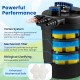 4000 gallons pond pressure bio filter with UV light, featuring bio sponges and dual outlet design for effective water.