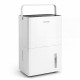 White 80 Pint Compressor Dehumidifier with a top handle, LED display, and child lock for home humidity control.