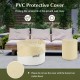 PVC protective cover for 40,000 BTU fire pit table set, sunlight resistant and long-lasting for outdoor use.