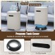 Gas tank holder and side table made of terrazzo, suitable for a 20 lbs propane tank, featuring cut-out handles.