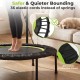 40-inch fitness trampoline with 36 elastic cords, adjustable handlebar, and protective cover for safe workouts.