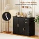 Modern black kitchen sideboard cabinet with 2 drawers, adjustable shelf, and anti-tipping kits for safety and stability.
