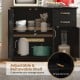 Modern black kitchen sideboard buffet cabinet with adjustable shelf and two drawers for organized storage.
