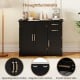 Modern black kitchen sideboard buffet cabinet with gold-tone handles, featuring two drawers and an adjustable inner.