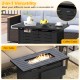 Rectangular 40-inch outdoor propane fire table in black, featuring a removable lid for versatile use as a coffee table.