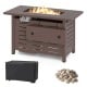 Rectangular 40-inch outdoor propane fire pit in brown with adjustable flames, lava rocks, and protective cover for.