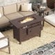 Rectangle gas fire table with lava rocks, brown galvanized steel, 48,000 BTU, perfect for outdoor gatherings.