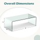 40 x 19.5 x 13.5 inch glass coffee table with rounded edges, featuring a clear design for elegant living room decor.