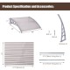 40" x 40" gray polycarbonate outdoor door window awning canopy, ideal for sun and rain protection, easy to install.