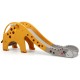 Colorful 3-in-1 kids climber slide play set in yellow with basketball hoop, designed for ages 1-6 for safe play.