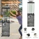 41,000 BTU propane patio heater in dark gray with lockable wheels, ideal for outdoor warmth and stylish decoration.