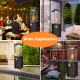 41,000 BTU propane patio heater in black with lockable wheels, ideal for outdoor gatherings on patio, balcony, or.