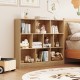 Wooden toy storage organizer with 10 open cubes in natural finish, ideal for kids' room and easy access to toys and.