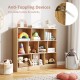 Wooden toy storage organizer with 10 open cubes, natural finish, ideal for kids' rooms and easy access to toys.