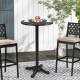 Round cast aluminum patio bar table with intricate patterns, suitable for garden and poolside use, featuring adjustable.
