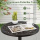 Round cast aluminum patio bar table in bronze, rust-resistant and weather-resistant, ideal for garden and poolside use.