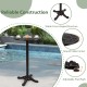 Round bar table with intricate patterns, made of rust-resistant cast aluminum, ideal for patio or garden use.