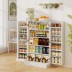 Tall white pantry cabinet with 5 tiers and 6 door shelves, ideal for kitchen storage and easy access to items.