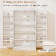 Adjustable shelves in a 41-inch tall white pantry cabinet, designed for versatile kitchen storage and easy access.