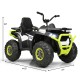 Kids electric 4-wheeler ATV in white with LED lights, MP3, and safety features for fun outdoor driving.