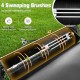 42-inch tow-behind lawn sweeper with 4 nylon brushes and 26/27 cu.ft hopper bag for efficient debris collection.
