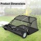 Product dimensions of the 42 Inch Tow-Behind Lawn Sweeper with a 26/27 Cu.FT hopper bag for efficient garden debris.