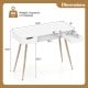 42.5" Mid Century Modern writing desk in white with metal legs, featuring two drawers and ample legroom for comfort.