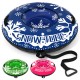 Heavy-duty 42" blue inflatable snow tube with detachable tow strap, designed for durability and fast skiing fun.