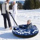 Heavy-duty 42" inflatable snow tube in blue with detachable tow strap, perfect for family fun in the snow.