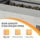 Close-up of the 42-inch outdoor fire table made of high-quality cold rolled steel, featuring a tank holder for safety.