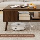 Mid-century modern walnut coffee table with open compartment, raised 6.5" for easy cleaning and ample storage space.