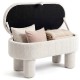 Beige 42-inch storage ottoman bench with plush corduroy fabric, lifting lid, and thick support legs for versatile use.