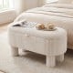 Beige 42-inch storage ottoman bench with plush corduroy fabric, perfect for seating and storage in any room.