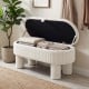 Beige 42-inch storage ottoman bench showcasing plush corduroy fabric and a spacious interior for convenient item.