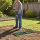 Lawn leveling rake with ergonomic long handle, 42 x 10 inches, ideal for even lawn surface in gardens and backyards.
