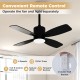 42-inch black ceiling fan with light and remote control, featuring 6 speeds and 3CCT LED for versatile indoor comfort.