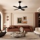 42-inch black ceiling fan with light and remote, featuring 6 speeds and 3CCT LED, ideal for indoor spaces and patios.