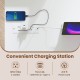Charging station with USB and Type-C ports on a 43.5" white computer desk, ideal for home or office use.
