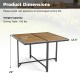 Square 43.5-inch patio dining table with acacia wood top and sturdy metal legs, ideal for outdoor dining and gatherings.