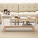 43-inch coffee table showcasing a stepped tabletop and open storage compartments, designed for easy access in any room.