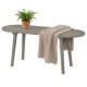Solid wood farmhouse dining bench with gray finish, rubber wood legs, ideal for small spaces and versatile use.
