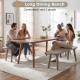 Rustic 43-inch gray dining bench with rubber wood legs, comfortably seating 2 people, perfect for small spaces.